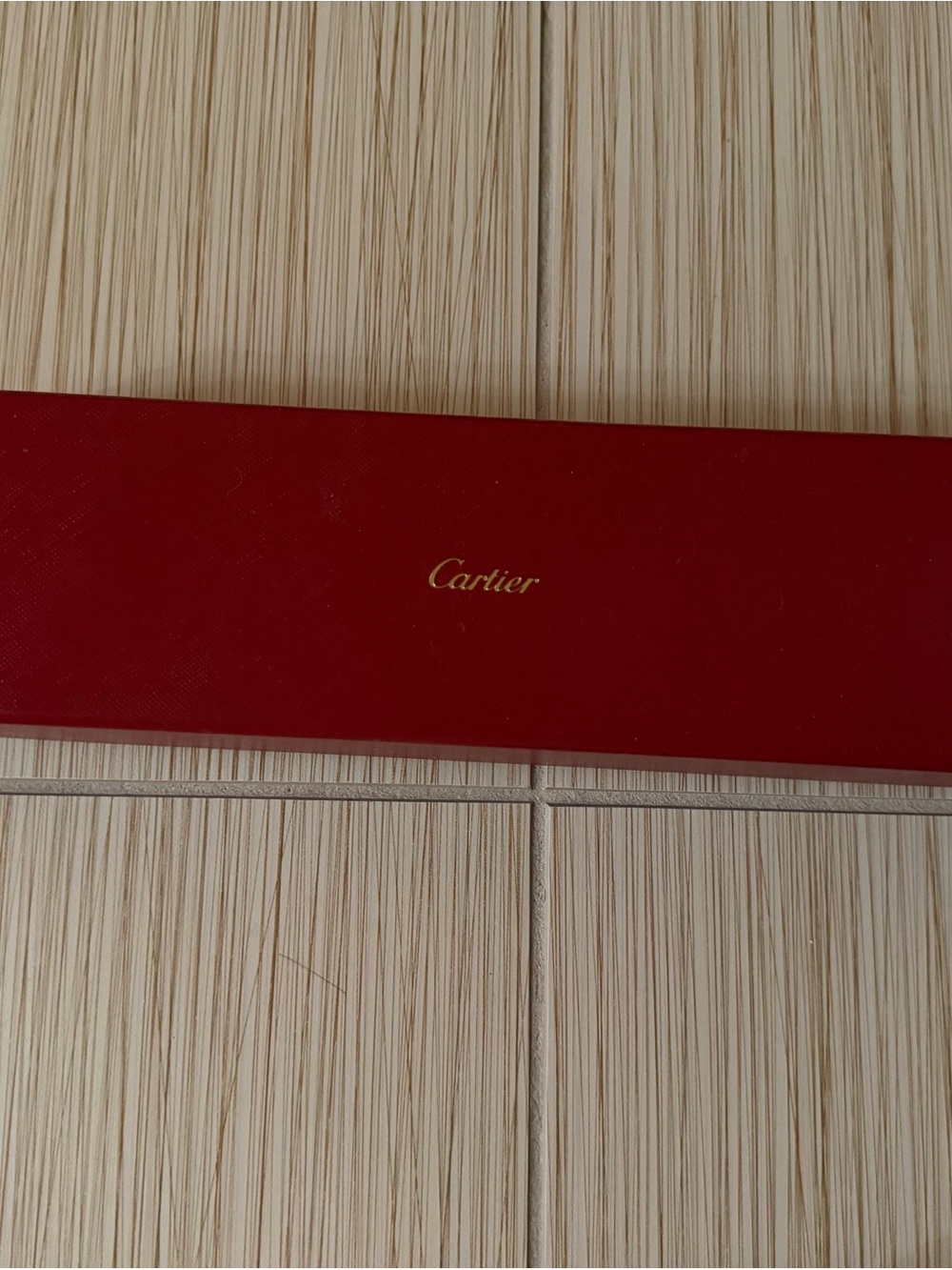Cartier Red Bracelet / Jewelry Box w/ Gold Script Logo